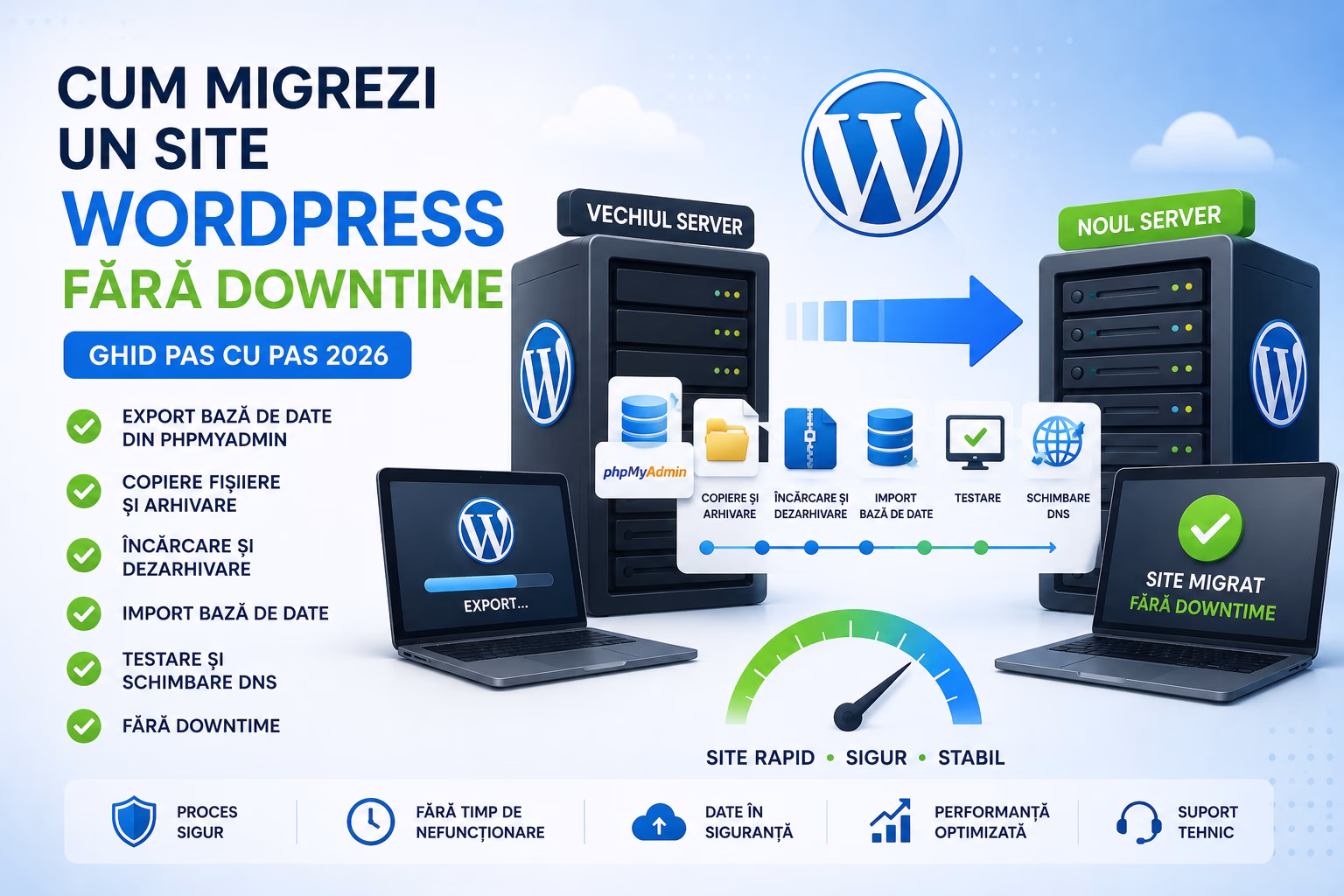 Cum migrezi un site WordPress fără downtime — ghid pas cu pas 2026