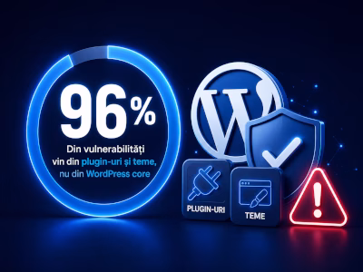 96%
Din vulnerabilități vin din plugin-uri și teme, nu din WordPress core